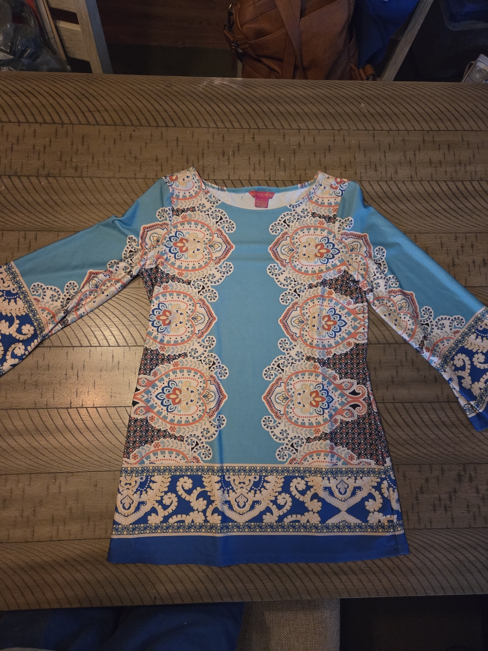 Sunny Leigh Blue Paisley Medallion Print Dress